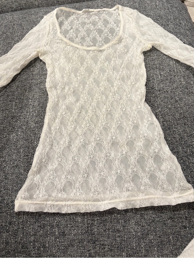 Wolford White Sheer Embroidered Lace Tee Top Size S